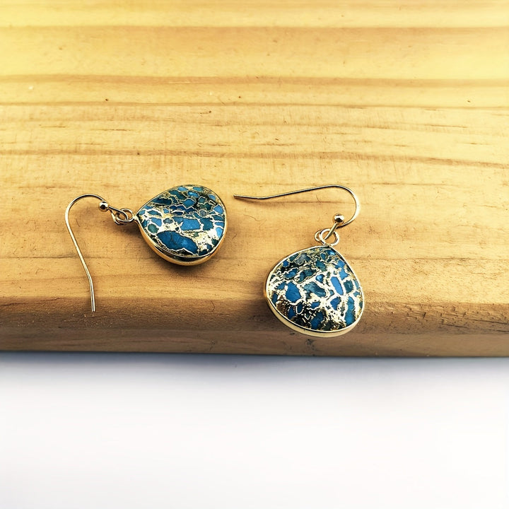Bohemian Turquoise Mosaic Teardrop Earrings - Elena Harper