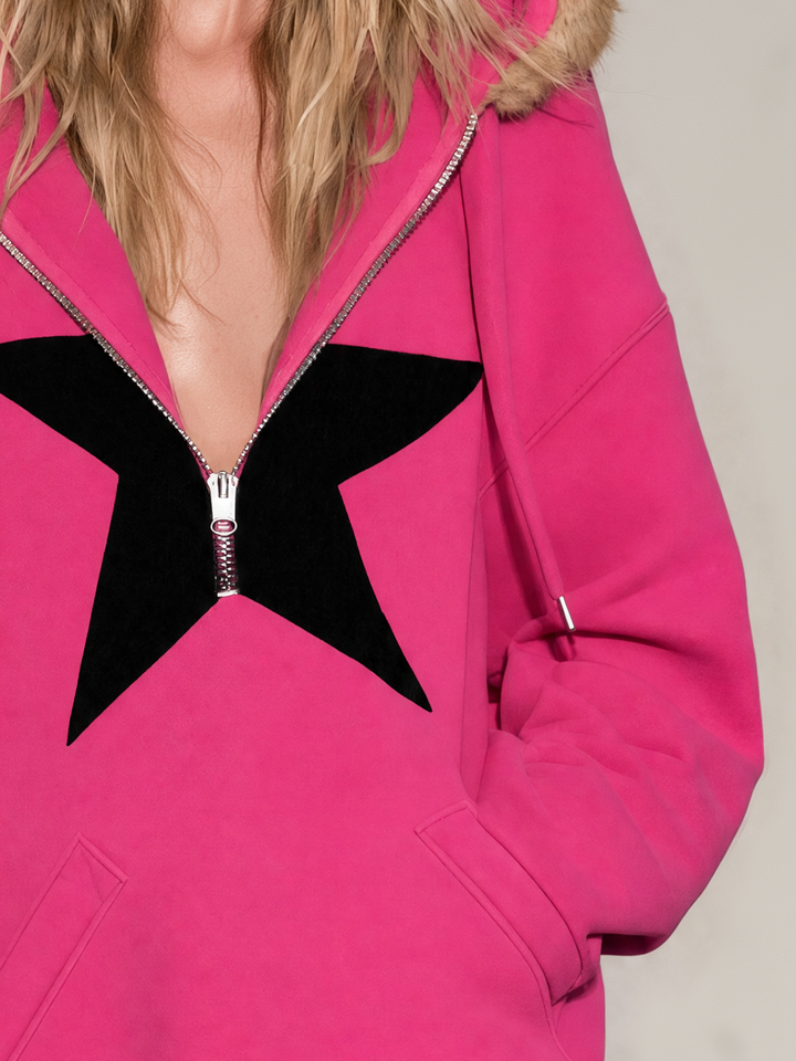 Chic And Elegant Casual Color-block Star-print Sweatshirt Mini Dress, view 6 - Elena Harper