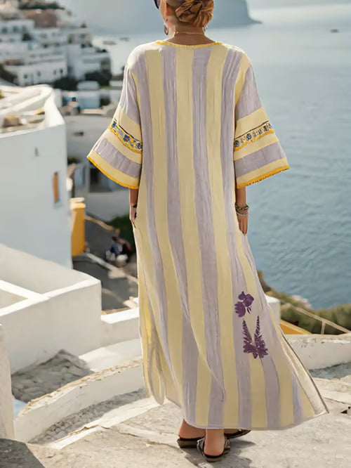 Bohemian Linen Dress - Elena Harper