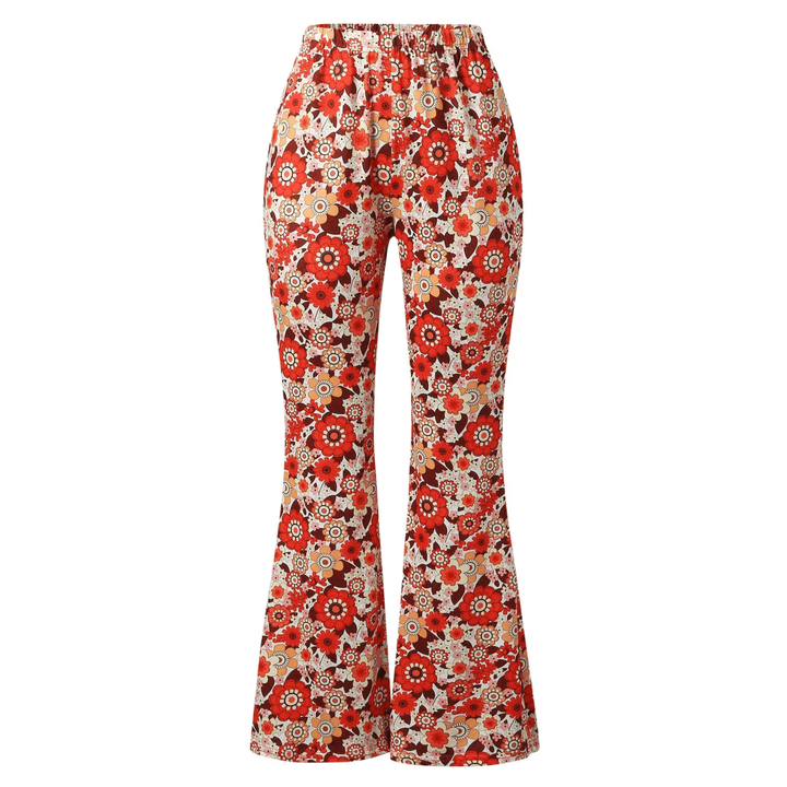High-Waisted Floral Flared Trousers