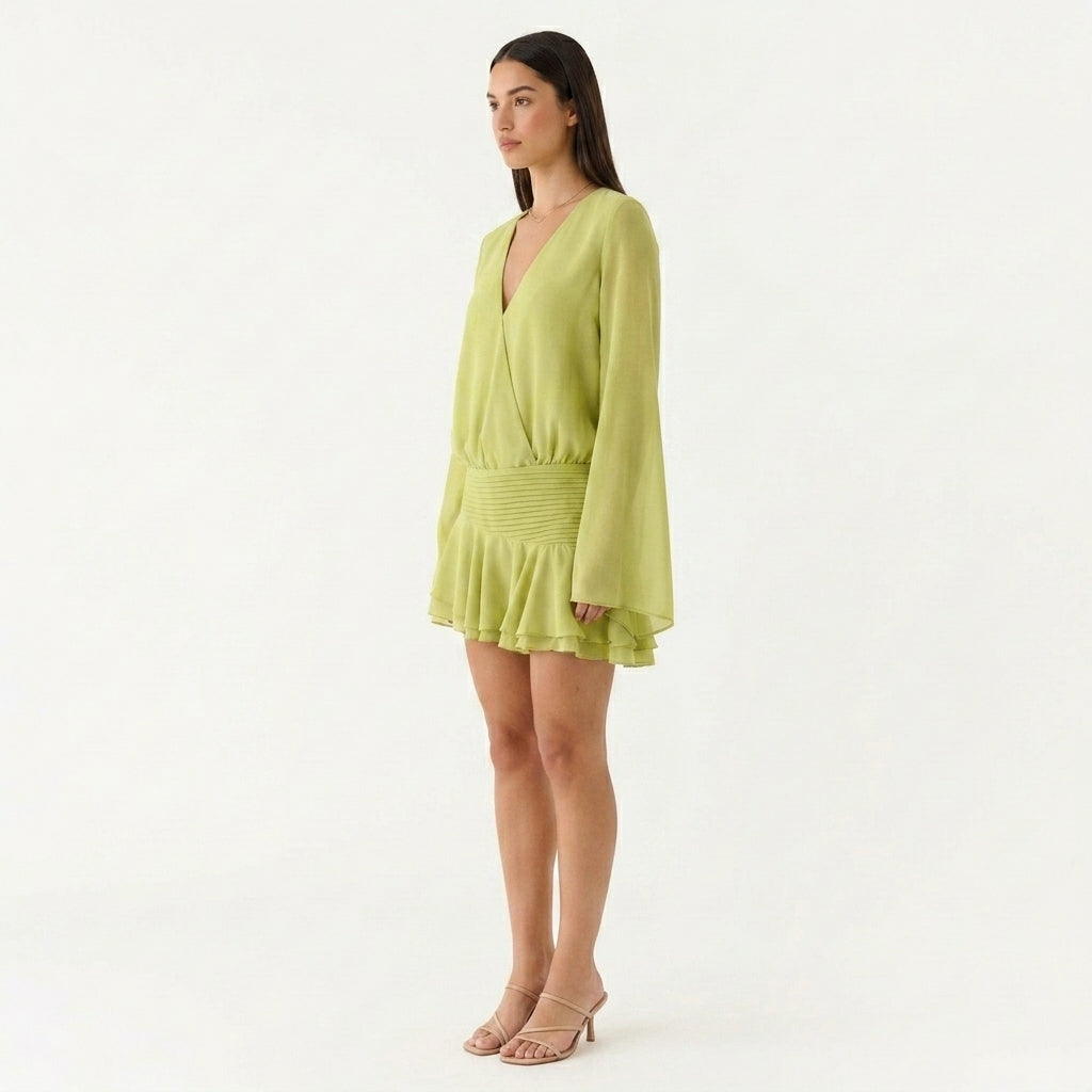 Chiffon V Neck Mini Dress Wedding Guest Summer Outfit