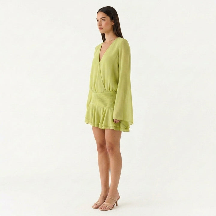 Chiffon V Neck Mini Dress Wedding Guest Summer Outfit