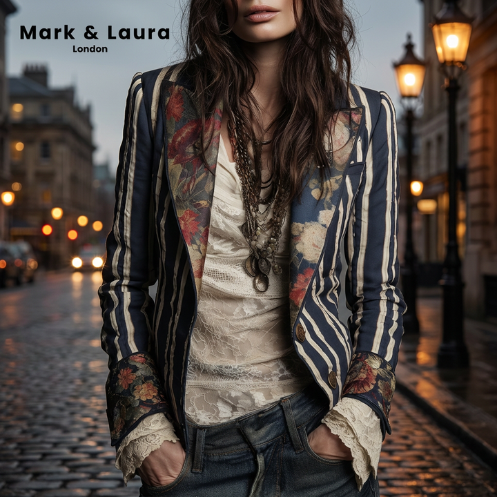 Avenorix Floral Print Blazer with Structured Shoulder for Women - Elena Harper