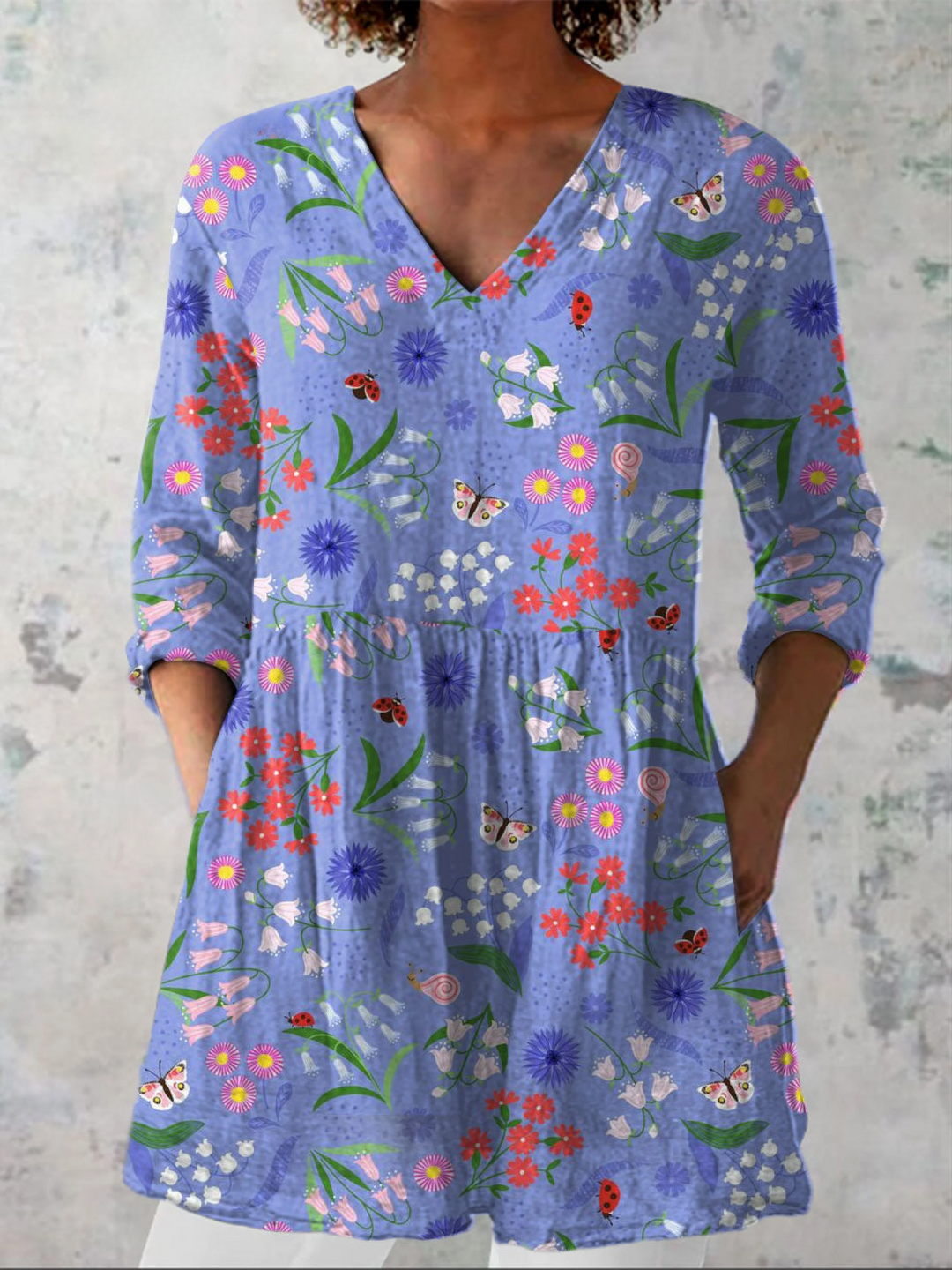 Aileen V-Neck Longline Shirt - Elena Harper