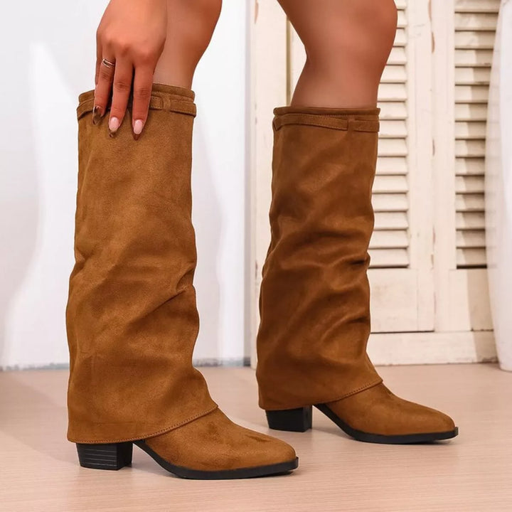 Shannon Point Toe Block Heels Boots, view 7 - Elena Harper