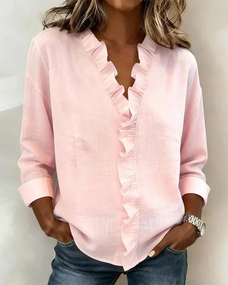 Savi™ | Stylish V-Neck Top with Ruffles