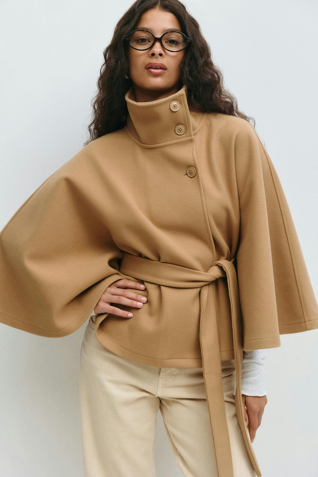 Cape for women Montarello, high collar, belted