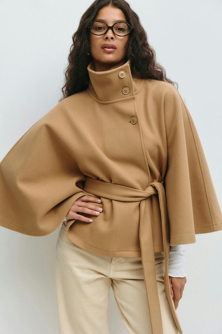 Cape for women Montarello, high collar, belted
