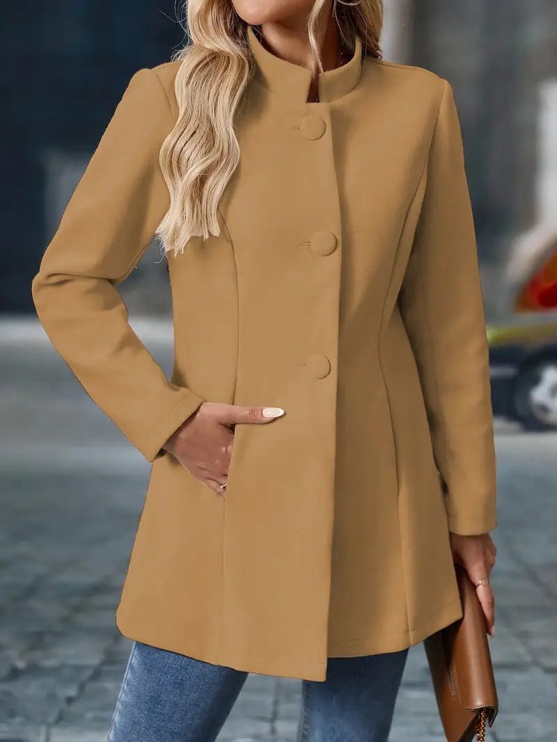 Manon - Elegant Buttoned High Collar Jacket