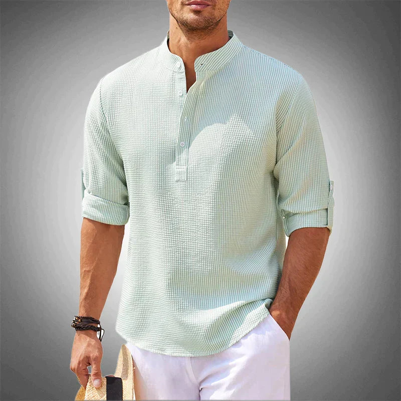 Adone Relaxed Textured Shirt, view 3 - Elena Harper