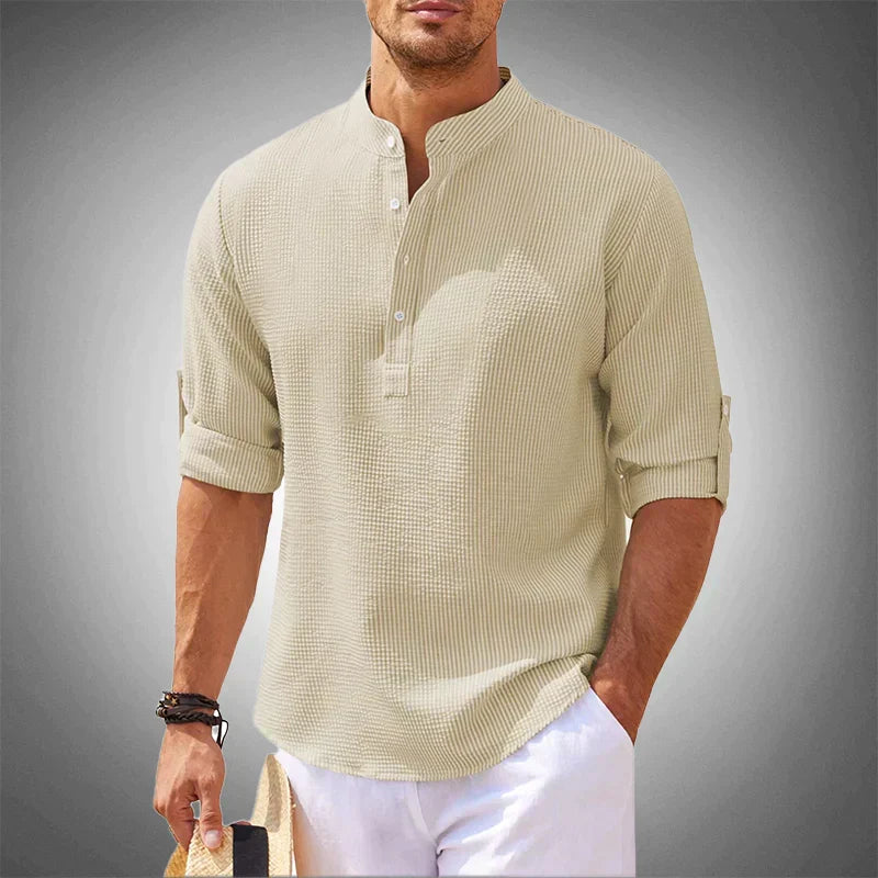 Adone Relaxed Textured Shirt, view 4 - Elena Harper