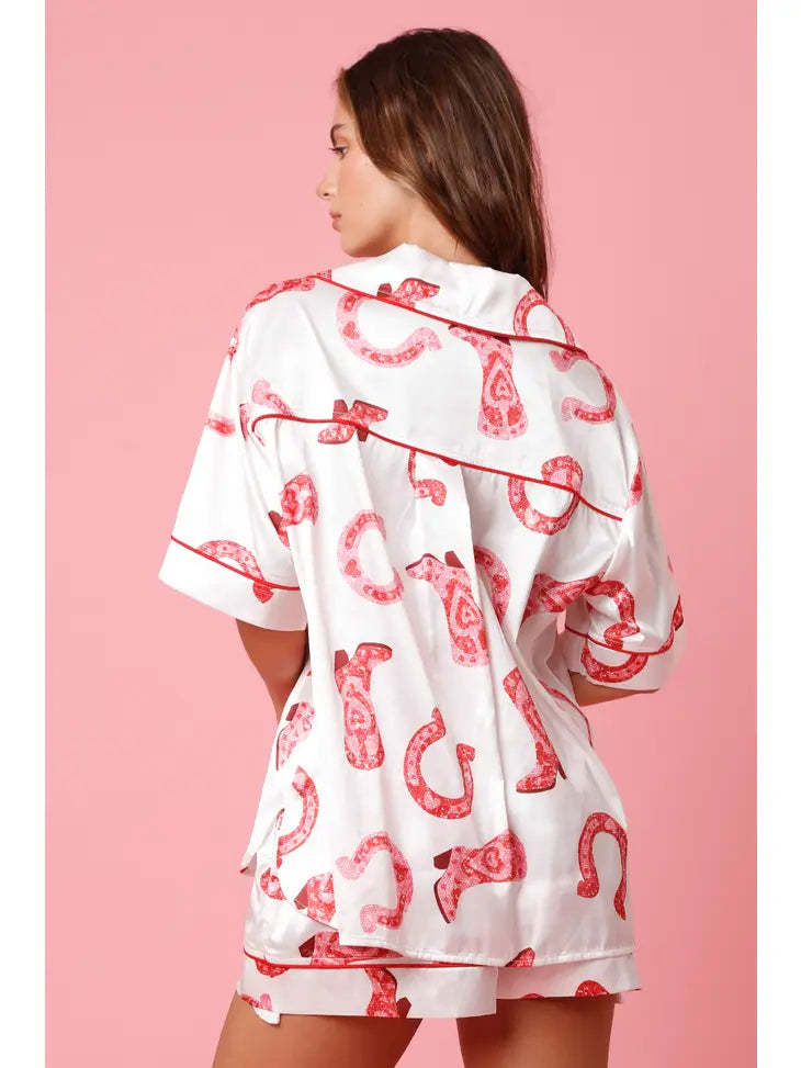 Satin Pajama Set for Women with Shirt and Shorts - Varelia
