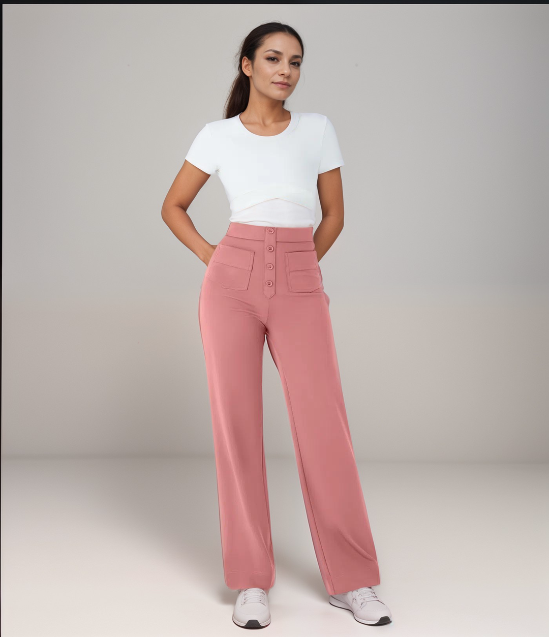 Elsa Trendy Elastic High Waist Sculpt Pants, view 5 - Elena Harper