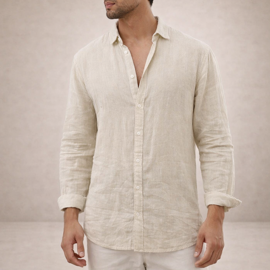 ELENA HARPER™  |  OPEN COLLAR LINEN SHIRT FOR MEN