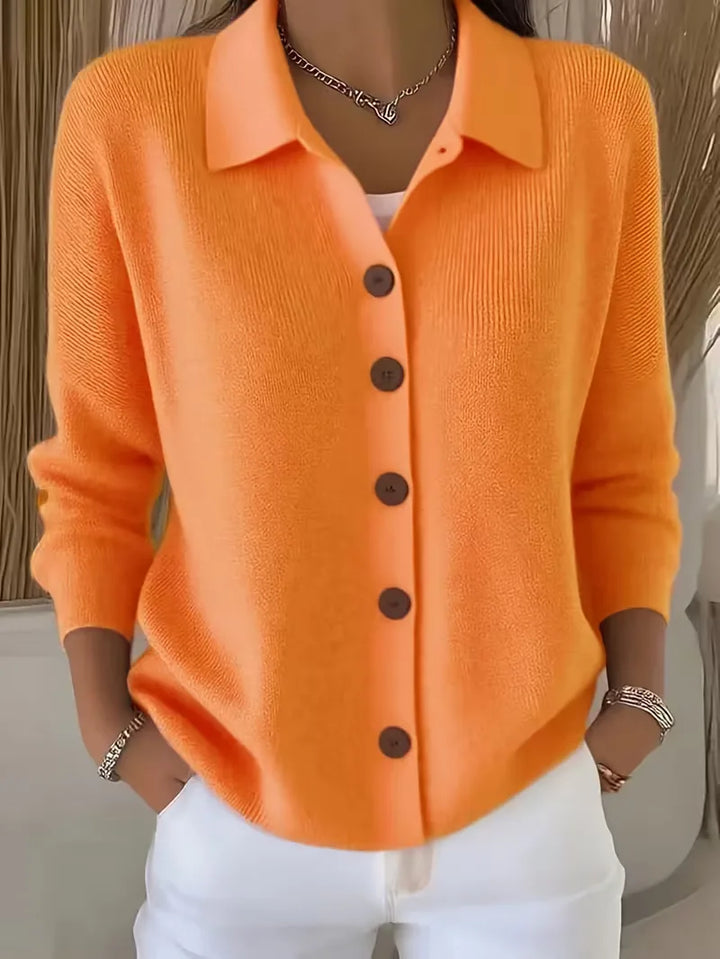 Caroline - Elegant Buttoned Cardigan with Shirt Collar