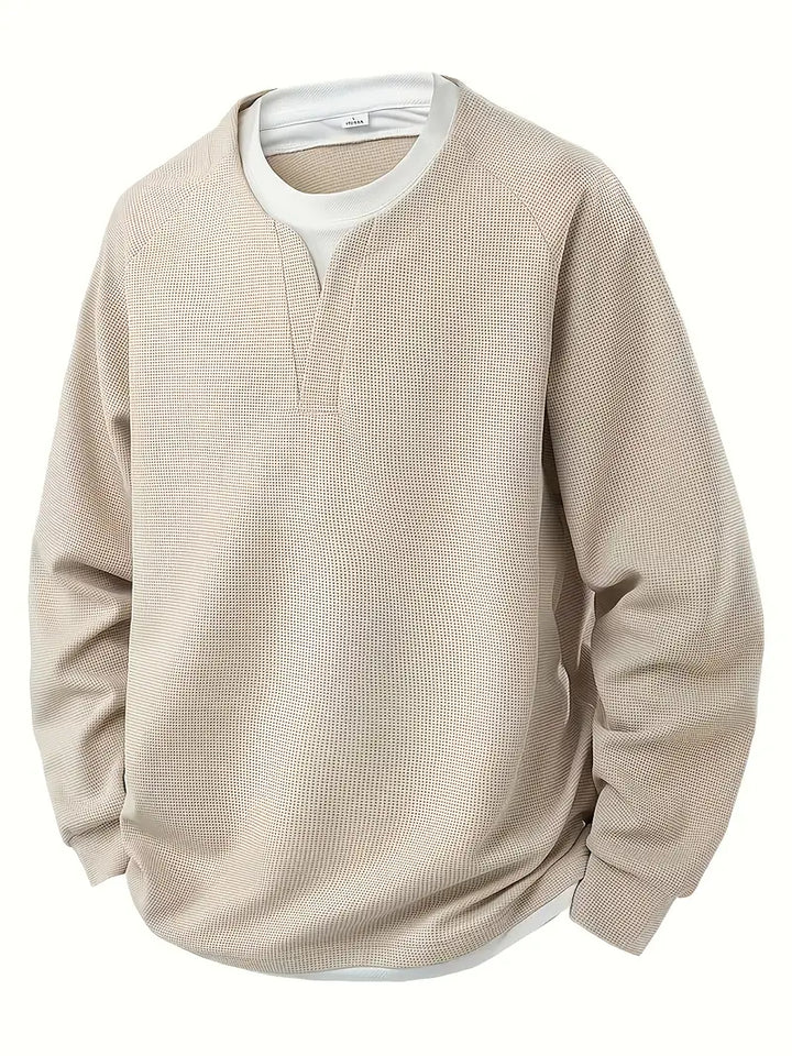 JAMES – TEXTURED V-NECK LAYERED SWEATSHIRT
