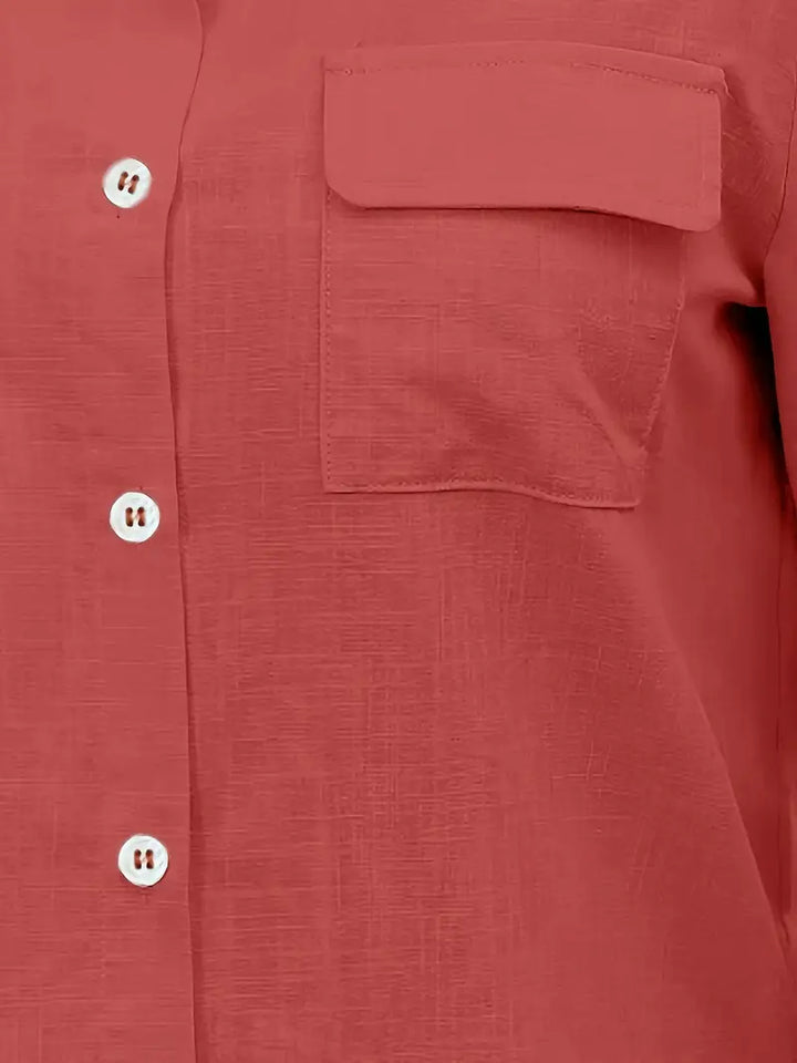 Athena - Cotton Shirt With Front Pockets