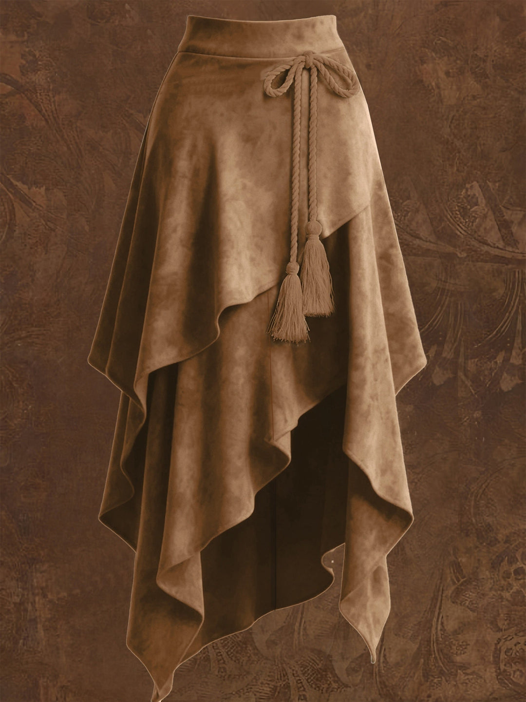 Mid-length Montarello Skirt for Women, Suede Look, Asymmetrical