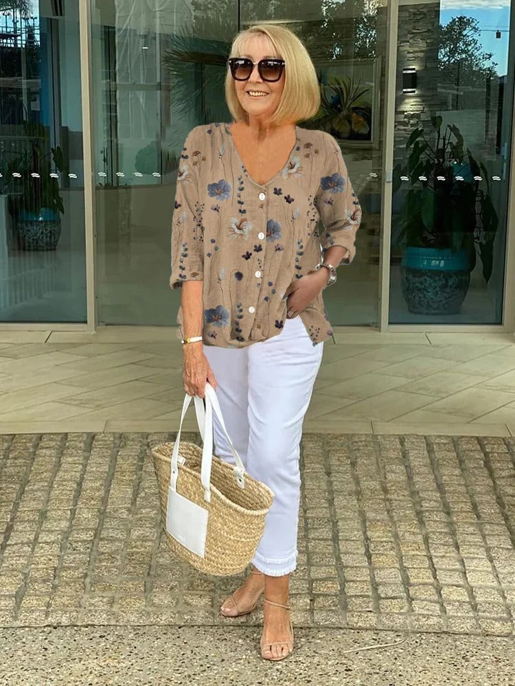 Anita Elegant Flower Blouse - Elena Harper