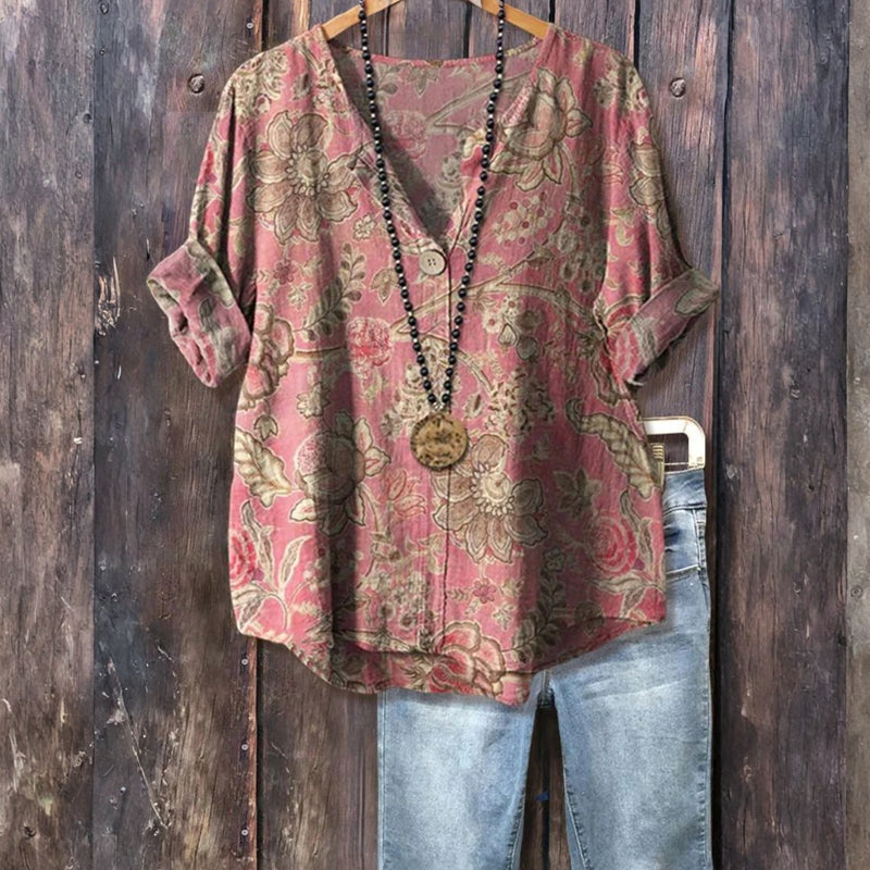 Vintage Floral Print Blouse