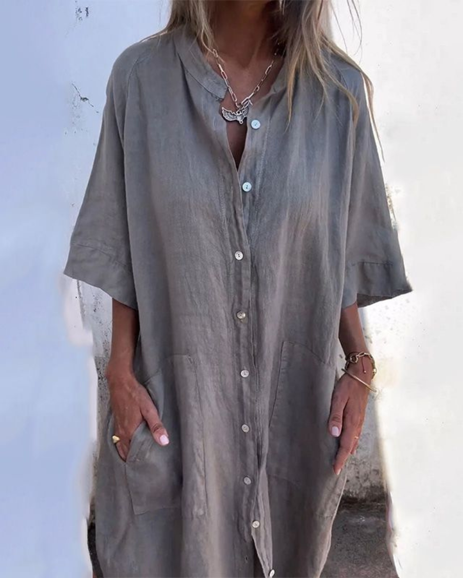 MEIVA Long Dress in Cotton and Linen - Elena Harper