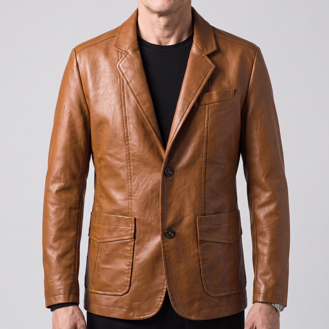 Adrian | Timeless Elegant Leather Blazer with Classic Cut
