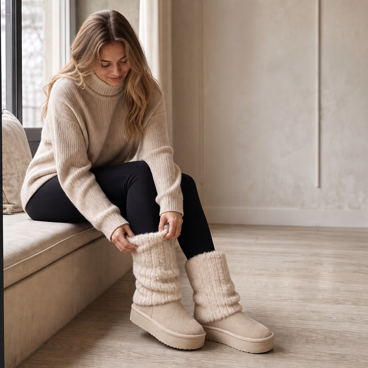 Alina | Comfortable and Stylish Platform Winter Boots with Faux Fur