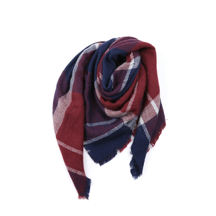 Women's Checkered Scarf with Fringes