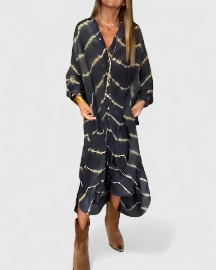 Amelie Elegant Boho Striped Maxi Dress - Elena Harper