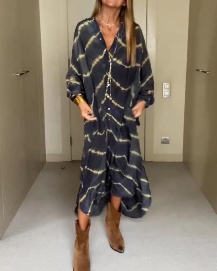 BOMEA Boho Stripe Long Sleeves Dress - Elena Harper