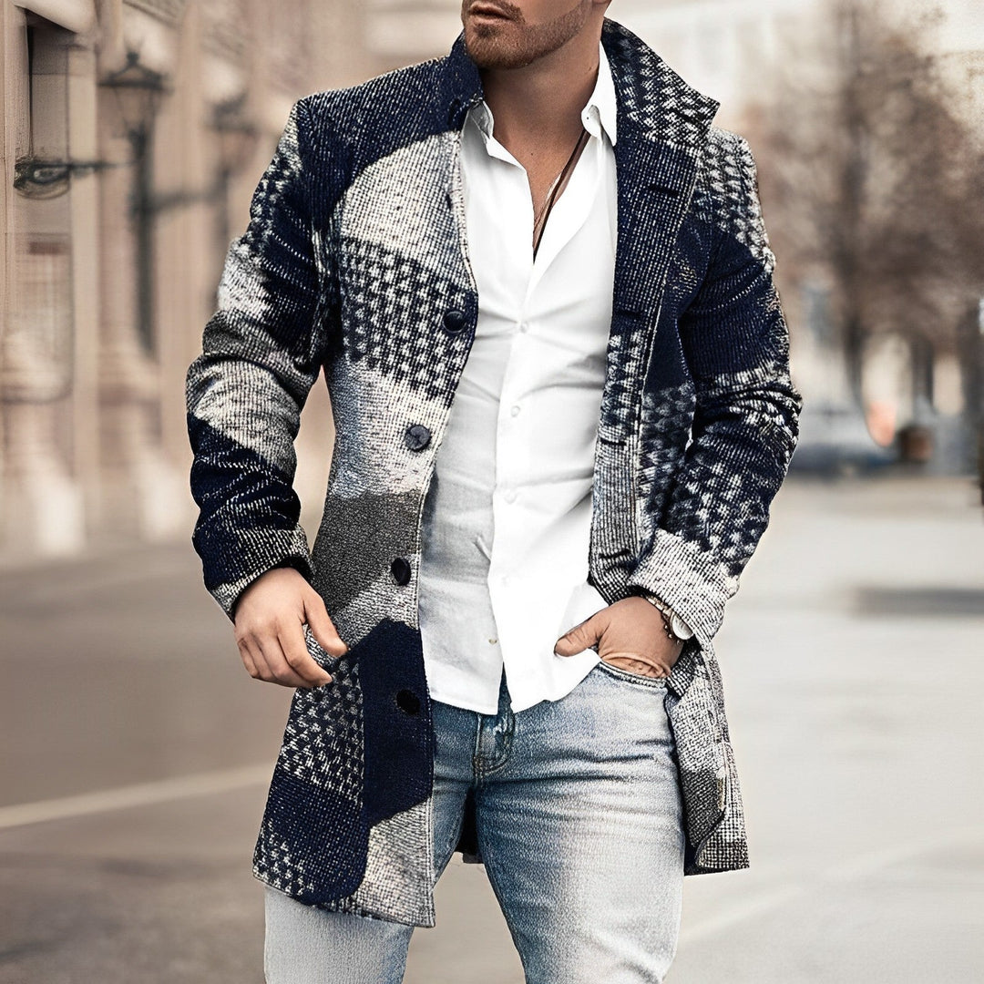 Michael | Men's Classic Long Coat with Button Placket