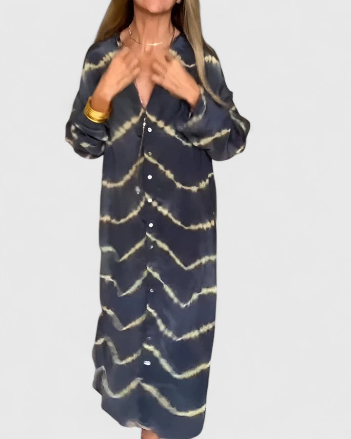 Amelie Elegant Boho Striped Maxi Dress - Elena Harper