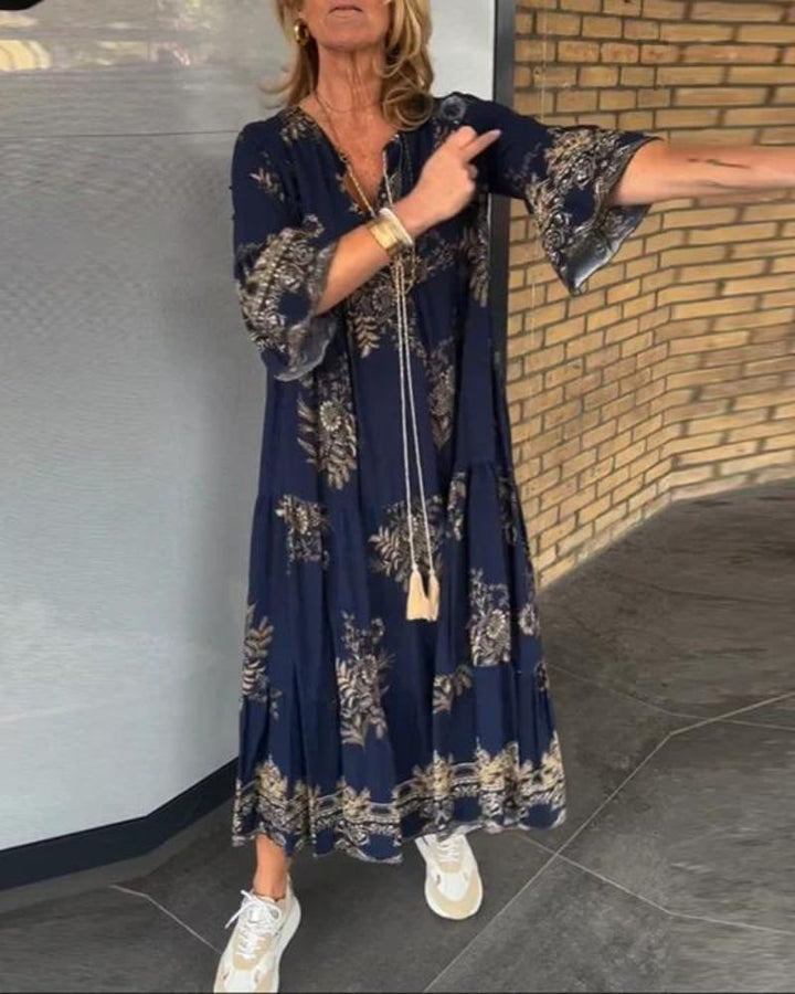ANNE Vintage loose V-neck dress - Elena Harper