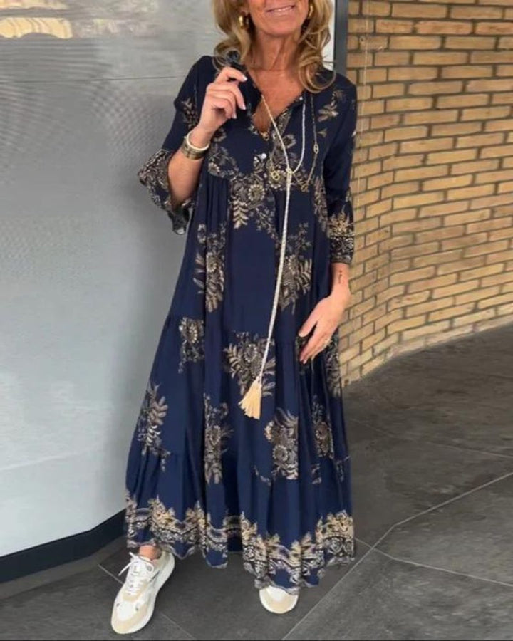 ANNE Vintage loose V-neck dress - Elena Harper