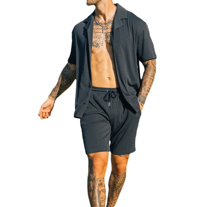 Zachary Prentice Textured Shirt & Shorts Set For Men, view 8 - Elena Harper