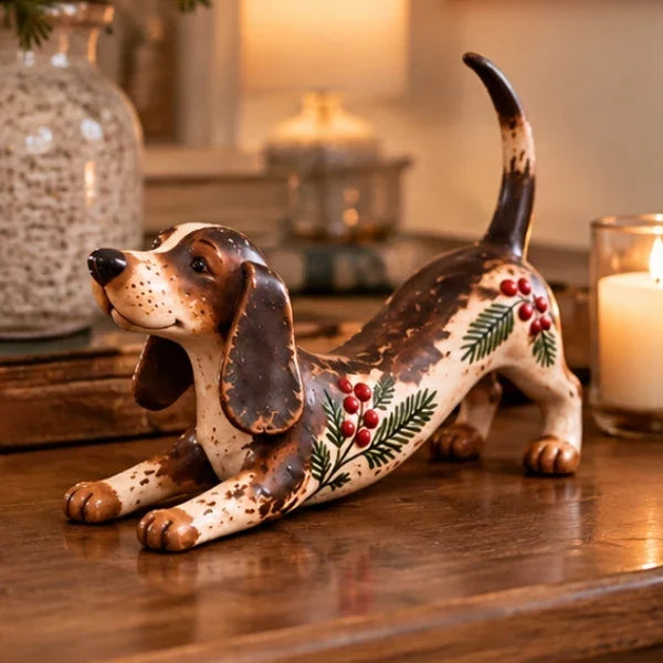 Dashwood Hollow Hand-Painted Dachshund Christmas Figurine - Elena Harper