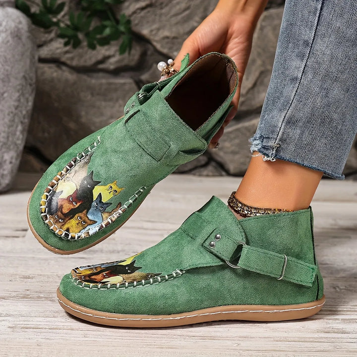 Women's Slip-On Cat Print Loafers
