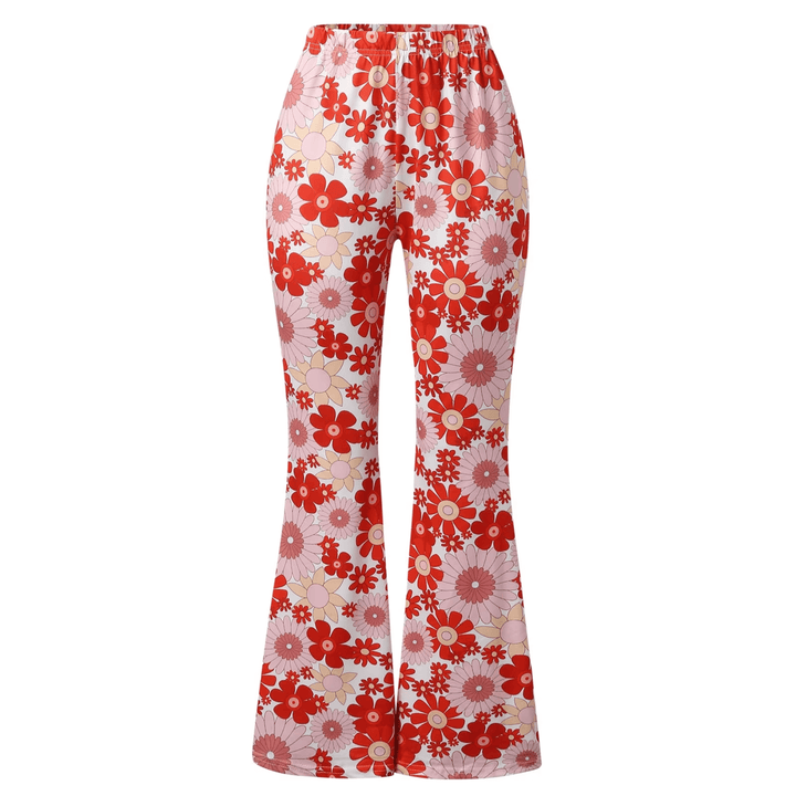 High-Waisted Floral Flared Trousers