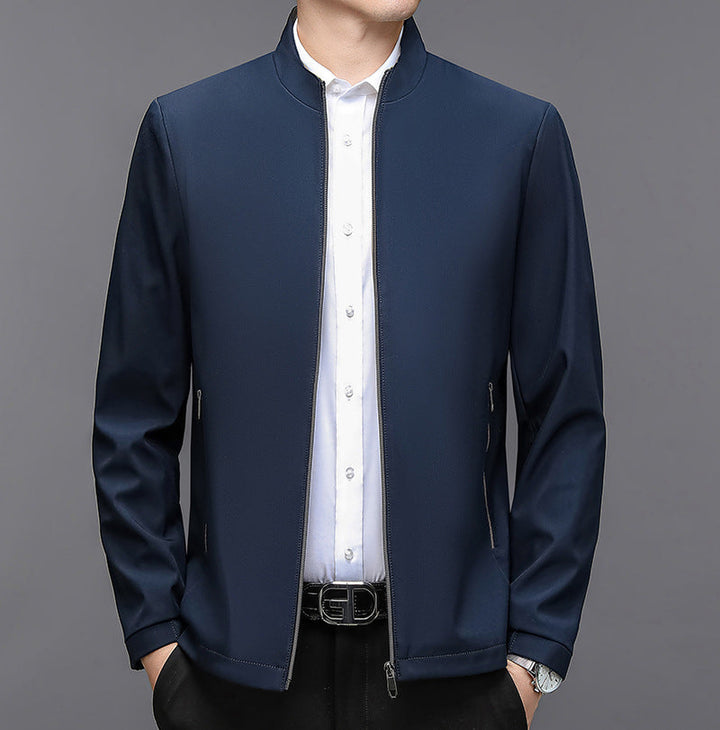 Lightweight Men's Jacket with High Collar and Side Pockets – Casual Bomber Ideal for Spring and Autumn