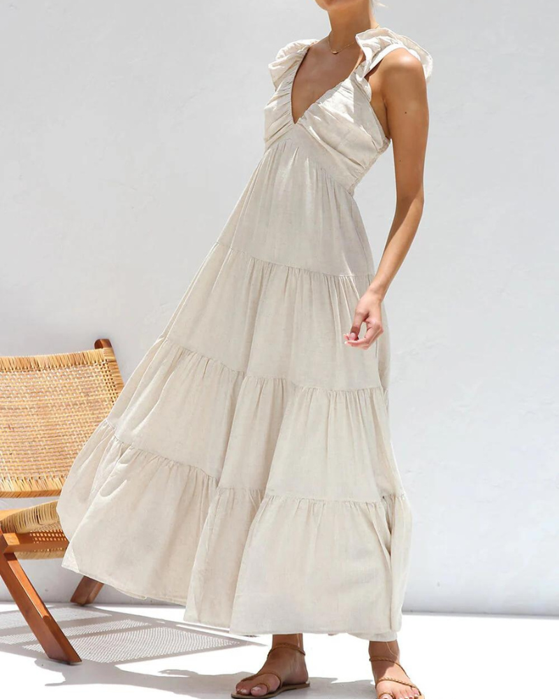 Capri Ruffled Maxi Dress for Vacation - Elena Harper