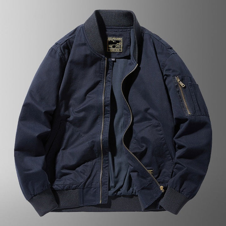 Premium Casual Bomber Jacket for Men – Loose Fit with Stand Collar