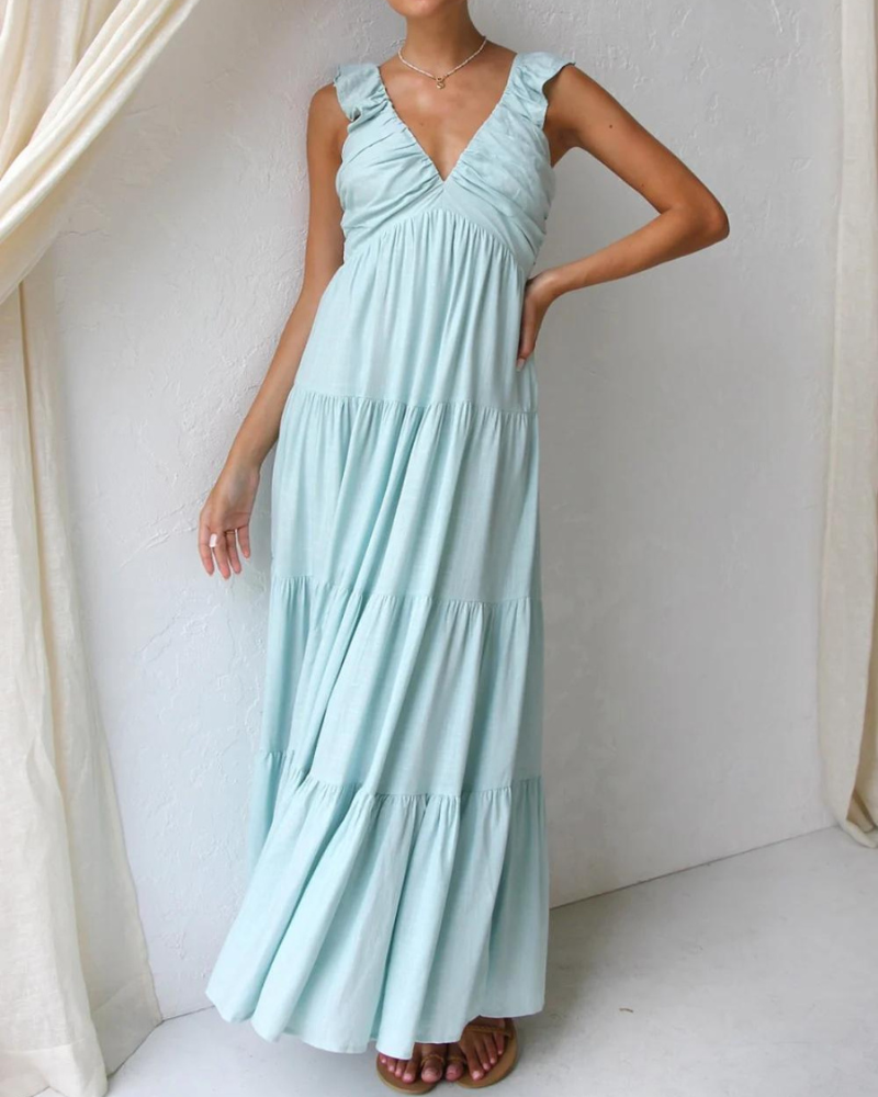 Capri Ruffled Maxi Dress for Vacation - Elena Harper
