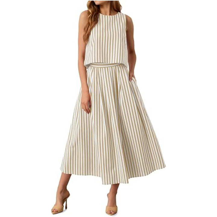 Women's Striped Tank Top Set – Casual and Trendy Two-Piece Outfit
