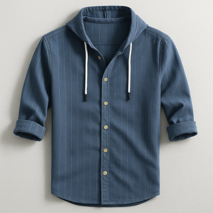 ELENA HARPER™  |  LUXURY STRIPED SHIRT WITH HOOD