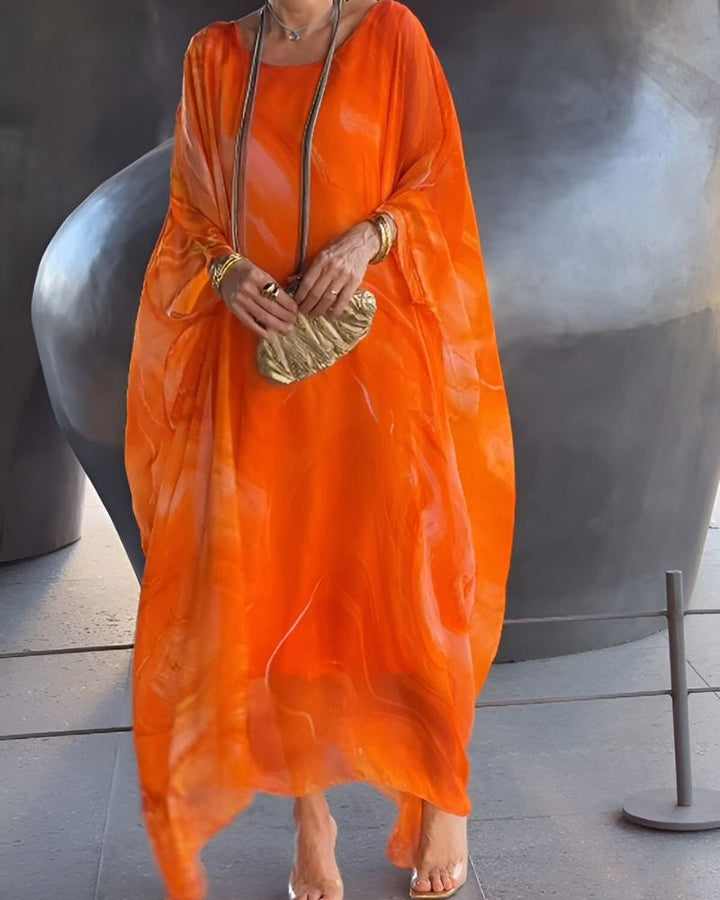 Oversized Maxi Dress with Round Neck for Women