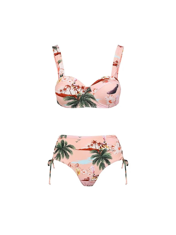 Palm Tree Print Vacation Bikini Set, view 2 - Elena Harper