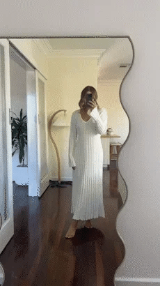 Women's Elegant Long Sleeve Midi Dress
