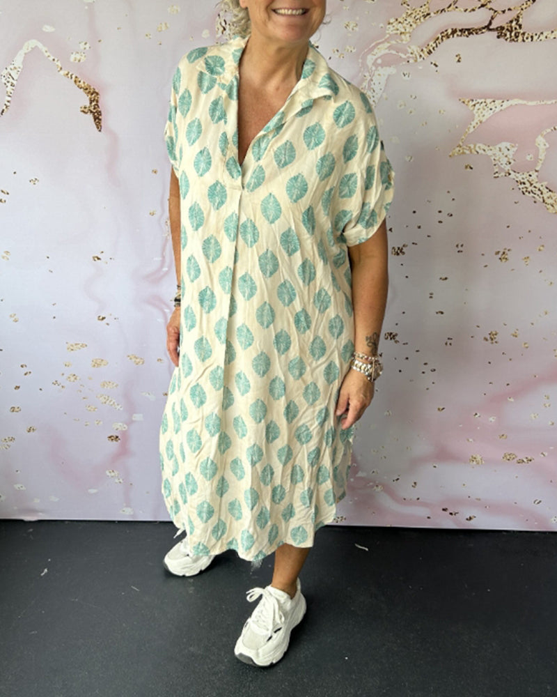 Eleanora Loose Lapel Printed Shirt Dress - Elena Harper