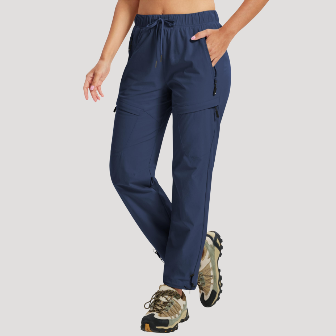 Women's Elastic Waist Cargo Pants with Drawstring