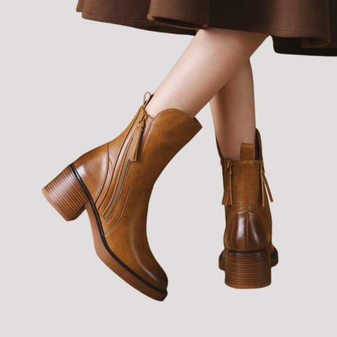 Women’s Block Heel Side Zip Ankle Boots